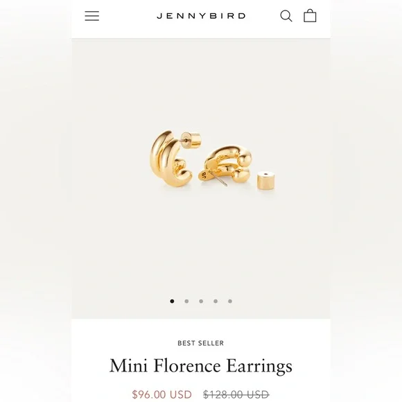 JENNY BIRD Mini Florence Earrings, High Polished 14K Gold - Picture 2 of 7